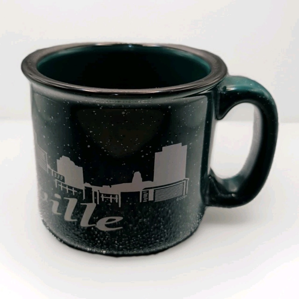 Nashville City Dark  Green Mug 14 Ounce. With City Skyline